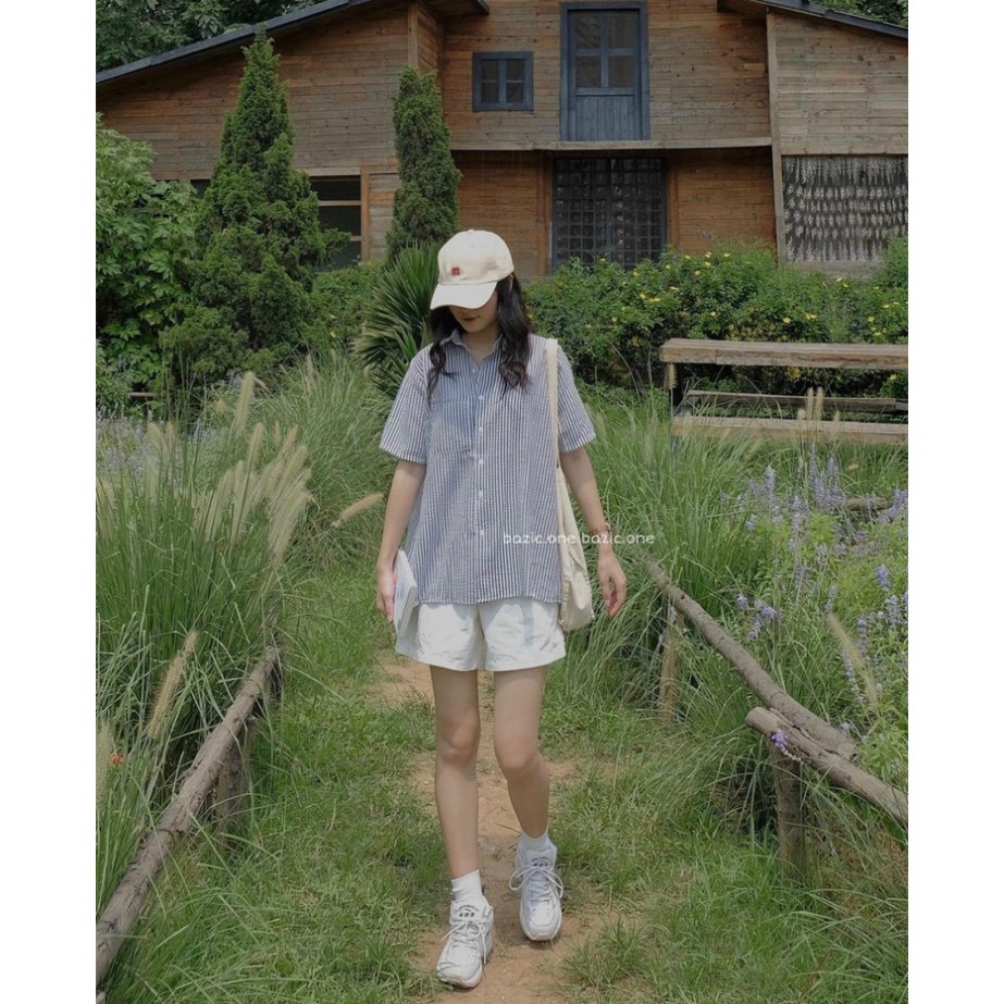 [vintage.design] áo sơ mi sọc kẻ xẻ sau, áo babydoll sọc kẻ xẻ sau có [video+ ảnh thật] A360 | BigBuy360 - bigbuy360.vn