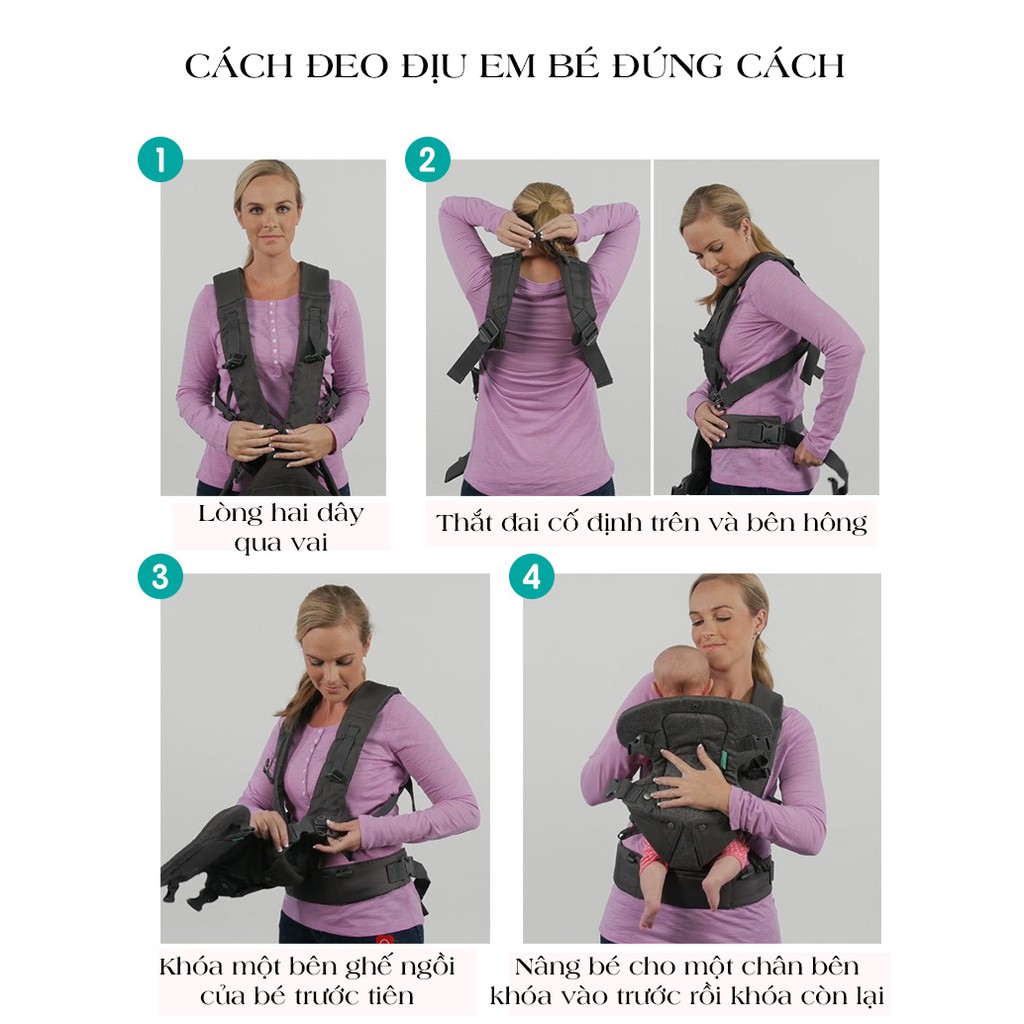 Địu em bé 4 tư thế - Địu Infantino Flip 4-in-1 Convertible Carrier dùng cho bé từ 3.6 – 14.5kg Mỹ