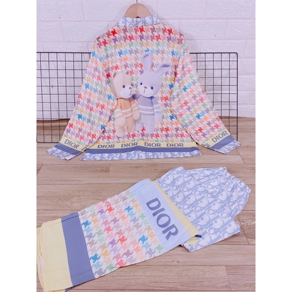 Set bộ mặc nhà nữ pijama tay dài quần dài mango/ lụa xước freesize 40-60kg tùy chiều cao