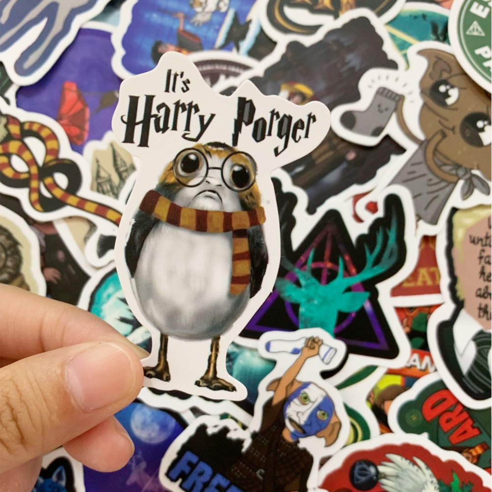 Set 50 miếng dán không thấm nước họa tiết nhân vật Harry Potter