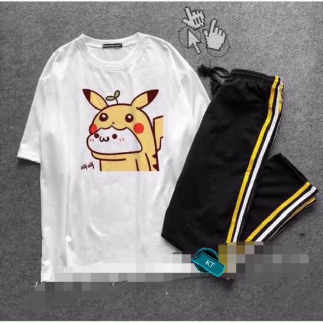 Sét pika quần sọc vàng