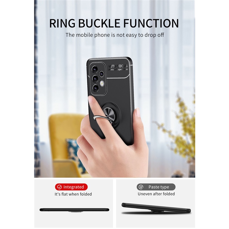 Ốp Điện Thoại TPU Mềm Mặt Nhám Có Vòng Đỡ Kim Loại Từ Tính Cho Samsung Galaxy A03s A13 A33 A53 A73 M32 4G 5G