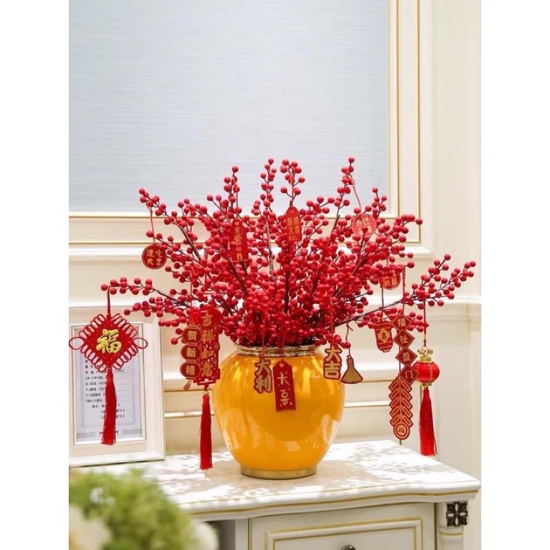 Cành đào đông loại 3-6-12 nhánh/cành, hoa trang trí phòng, decor