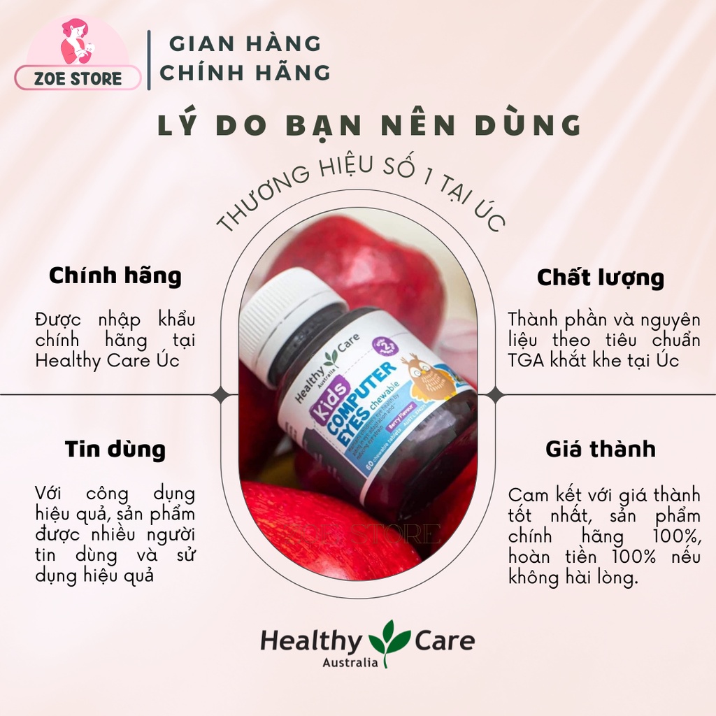 Kẹo bổ mắt Healthy Care Kids Comptuter Eyes  của Úc - Bổ mắt cho bé