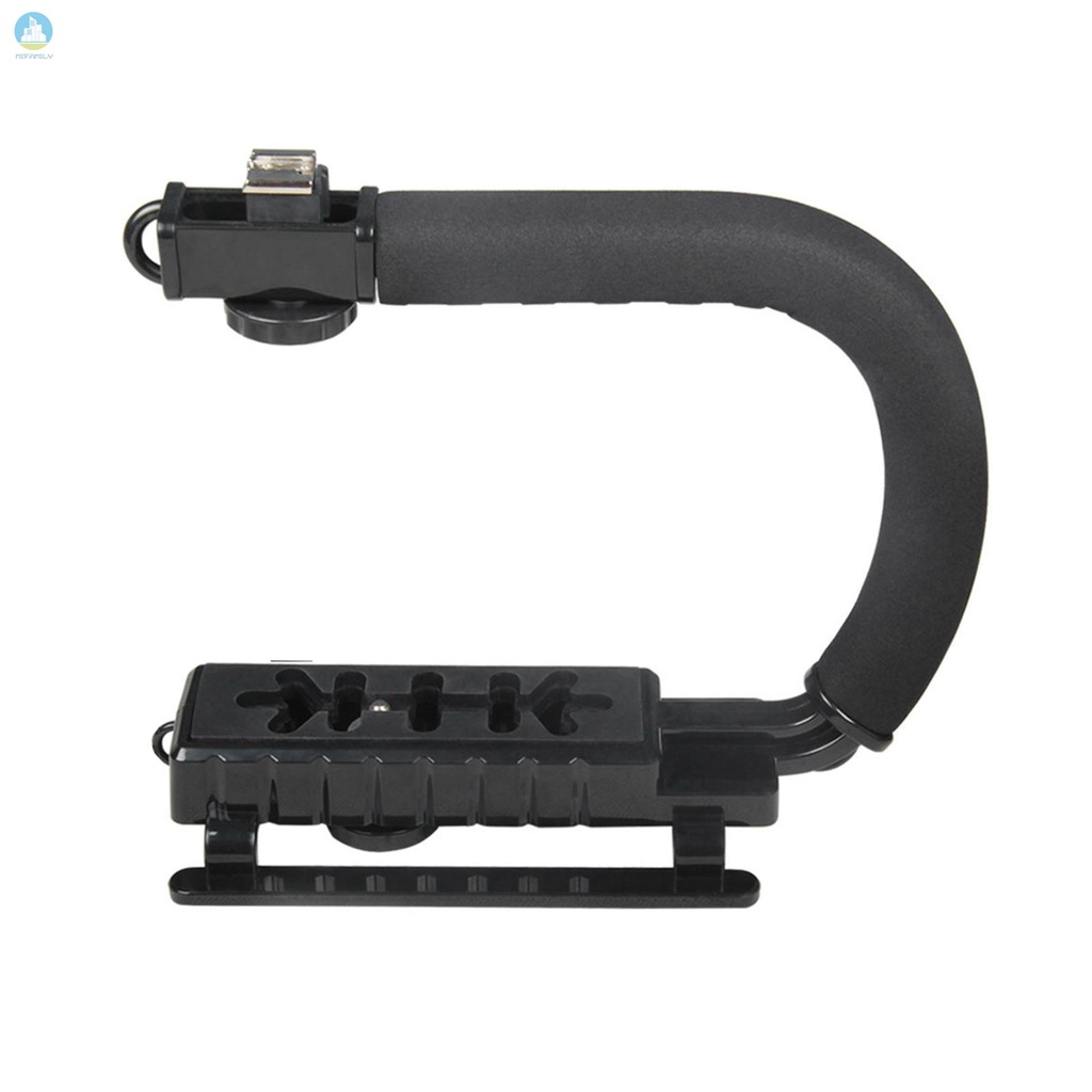 MI   U-Grip Camcorder Stabilizer Handle DSLR Handheld Gimbal C-Shape Video Stabilizer with Flash Hot Shoe Mount Supports Up to 4.4lb for Smartphone and Camera