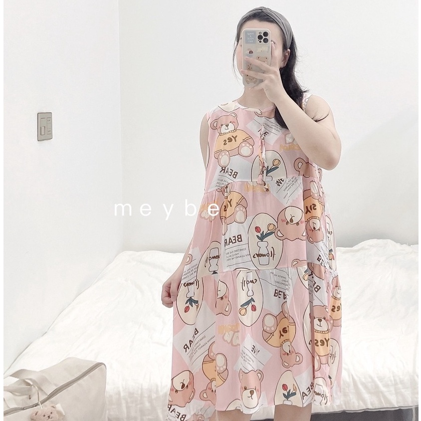 Váy Bầu Đẹp Babydoll dáng suông Lanh Tole Ngủ Mặc ở Nhà đẹp thiết kế