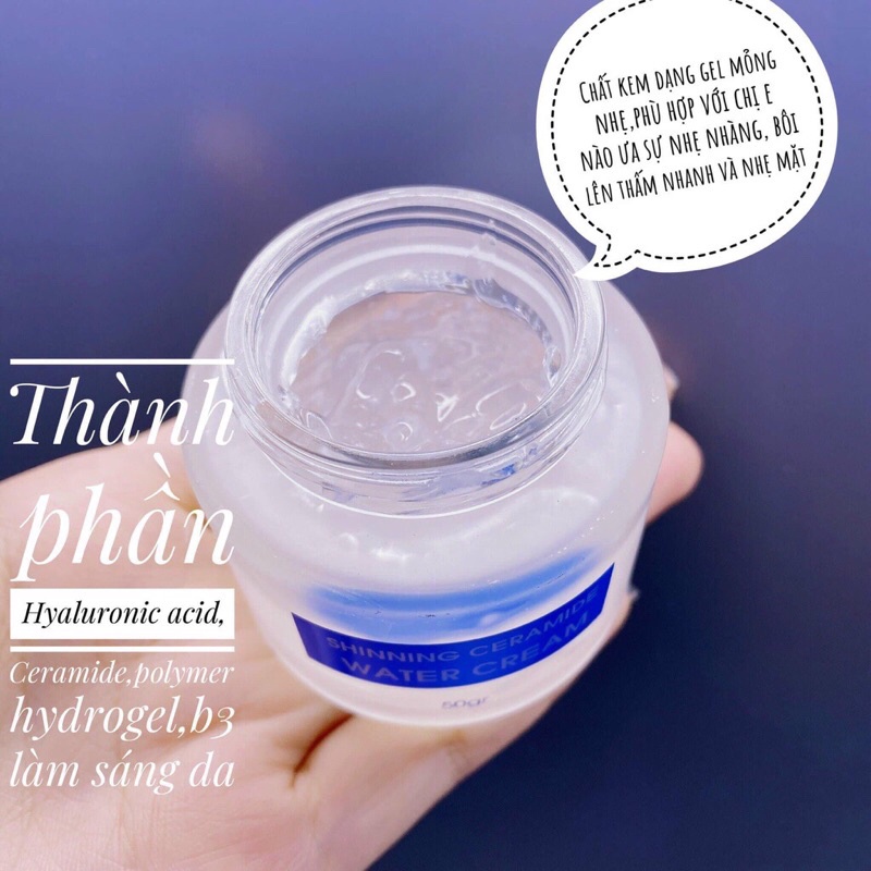 Kem Cấp Nước Ahohaw Shining Ceramide Water Cream 50g Cấp Ẩm, Nạ Cấp Nước Phục Hồi Mọi Làn Da