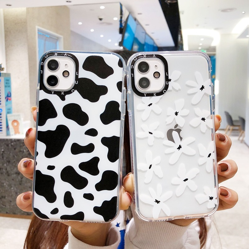 Ốp điện thoại họa tiết in hoa/ bò sữa cho iPhone 11 12 Promax iPhone 6s 6 7 8 Plus X XR XS MAX 11pro Max SE 2020