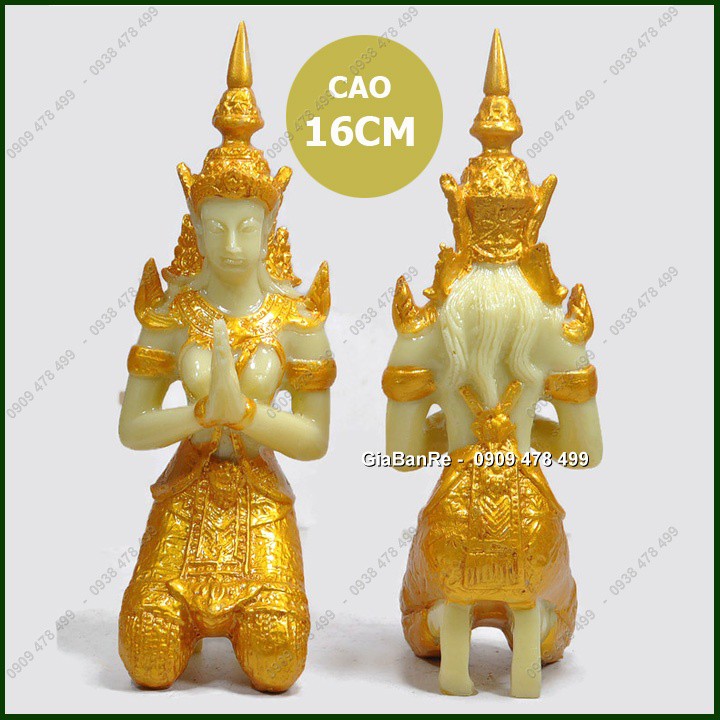 Bộ 2 Tượng Chư Thiên Quỳ Sơn Nhũ – Cao 16cm -  6861