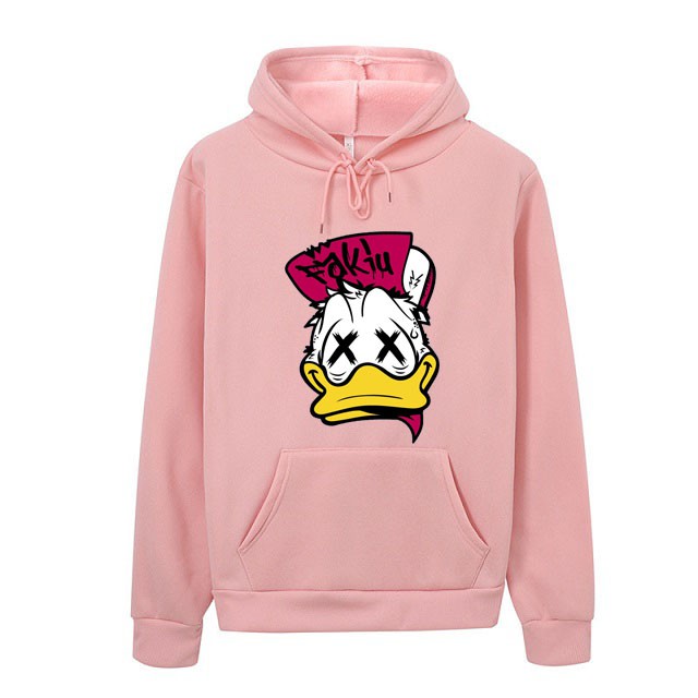 Áo Hoodlie Nam Nữ, Áo Đôi Mùa Thu Đông Chất Mềm Mịn Đi Chơi Đi Pinic Phong Cách Siêu Cute In Vịt Già Nhăn Nhó