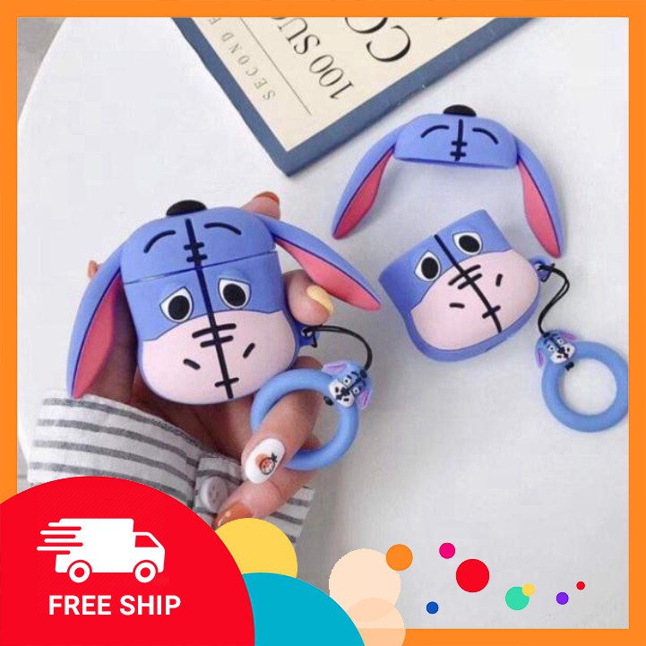 case airpods ốp airpods 👑FREESHIP👑 Vỏ Ốp Bảo Vệ Tai Nghe airpods Silicone Hình Lừa eeyore
