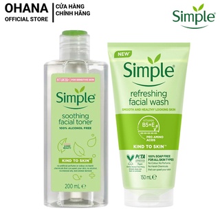 Combo 2 Sản Phẩm Simple (Gel Rửa Mặt Simple 150ml Và Nước Hoa Hồng Simple 200ml)