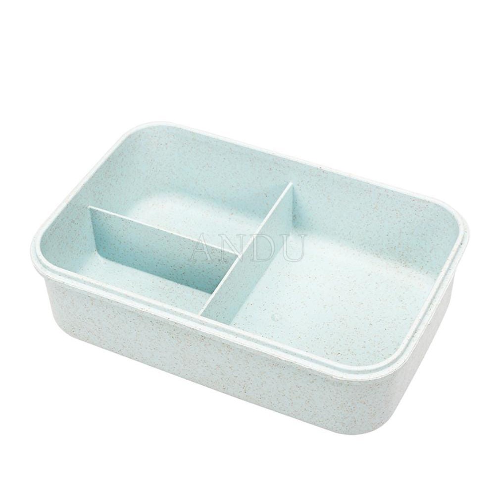 Hộp Đựng Cơm, Hộp Cơm Văn Phòng Lúa Mạch 3 Ngăn Tặng Đũa Cà Thìa Inox Màu Ngẫu Nhiên