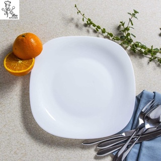 Đĩa Hình Vuông (Vê Cạnh) Combo 4 Đĩa 20 cm x 20 cm Gốm Thủy Tinh Siêu Bền - Sản Xuất Tại Tây Ban Nha