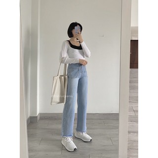 Quần Jeans Ống Suông - Ảnh Thật