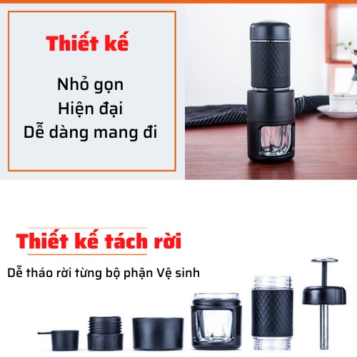 Máy pha cafe mini STARESSO BASIC Chính hãng máy pha cà phê cầm tay bản nâng cấp mới nhất 2021 bảo hành 1 năm