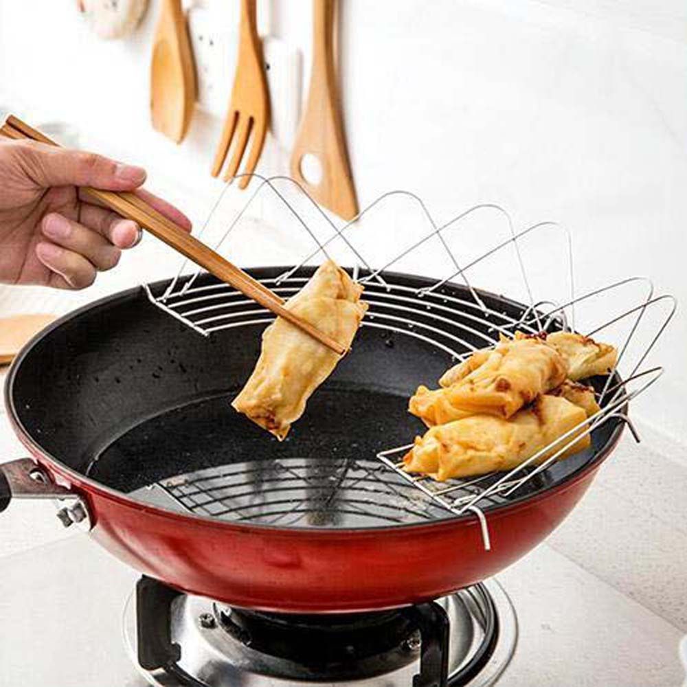 Giá hình bán nguyệt chống gỉ dùng để hấp / hong ráo dầu trên chảo