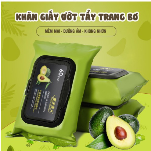 Khăn Giấy Ướt Tẩy Trang Tinh Dầu Bơ Dịu Nhẹ, Sạch Sâu, An Toàn Cho Da Nhạy Cảm