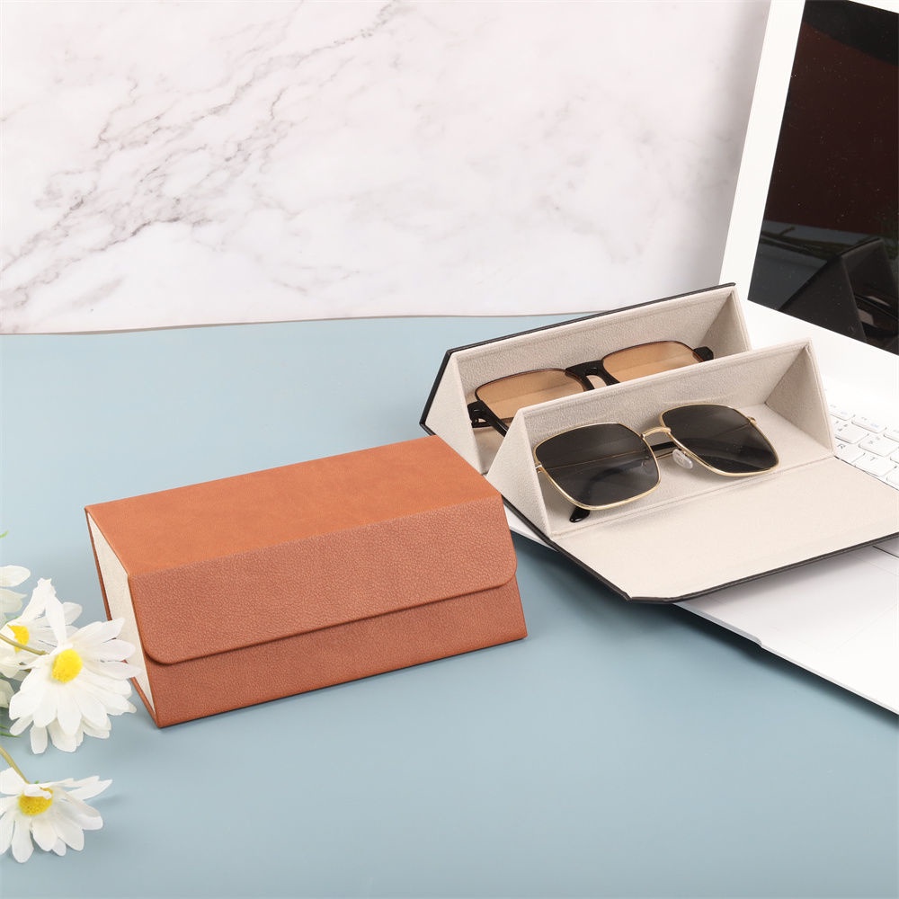 Hộp Đựng Mắt Kính Bằng Da Sức Chứa Lớn Siêu Nhẹ 4 Ngăn/3-Grid/2 Hộp