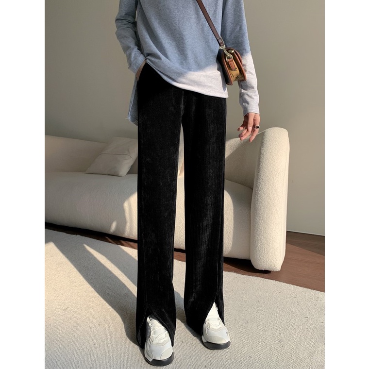 Quần ống rộng Xẻ Tà Lưng Cao Thời Trang Cho Nữ