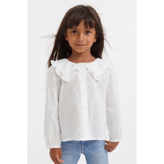 Áo sơ mi trắng cổ sen bé gái HM auth