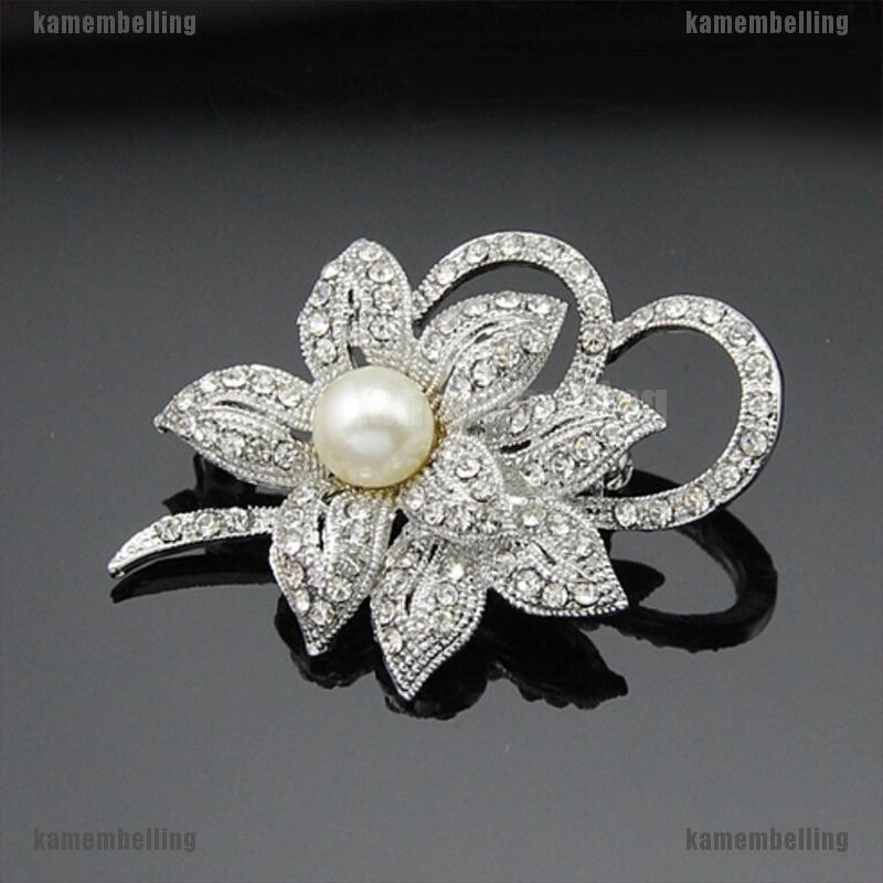 [KAM] Trâm Cài Áo Hình Hoa Đính Đá Và Ngọc Trai Nhân Tạo Kiểu Dáng Mới