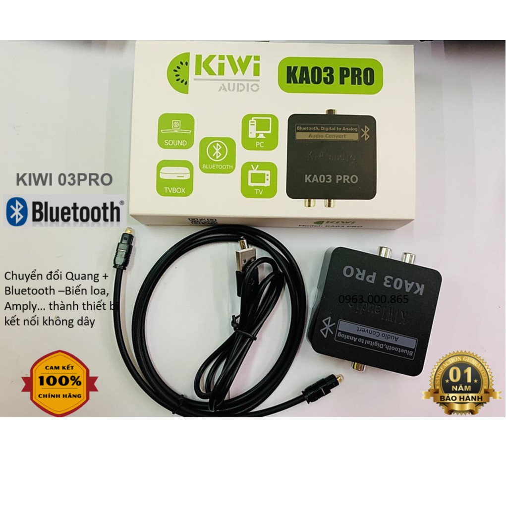 Bộ Chuyển Âm thanh Quang ra AV Kiwi KA03 Pro chuyển Opxical , bluetooth sang AV, Jack 3.5 | Chính hãng