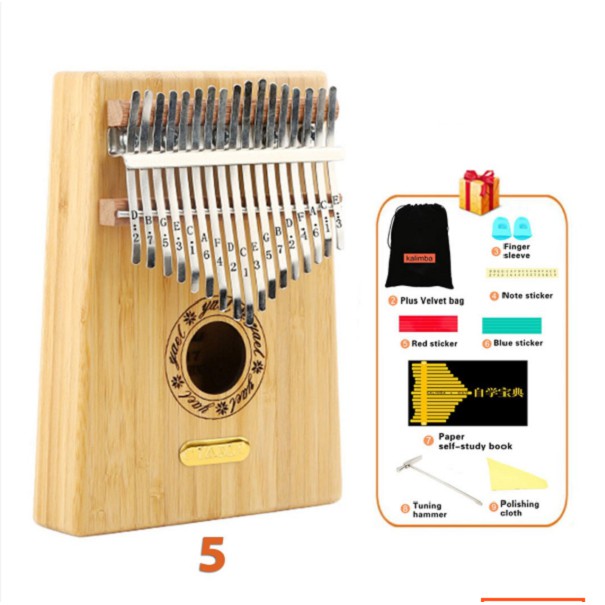 Đàn Kalimba Yael 17 Phím Y17 (Kèm Búa Chỉnh Âm, Hộp Đựng, Sách Học, Dán Nốt, Khăn Lau, Bịt Bảo Vệ Móng, Decal)