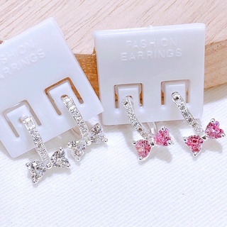 Bông tai bạc cho bé gái, hoa tai nơ đá dễ thương Minh Thoa Silver