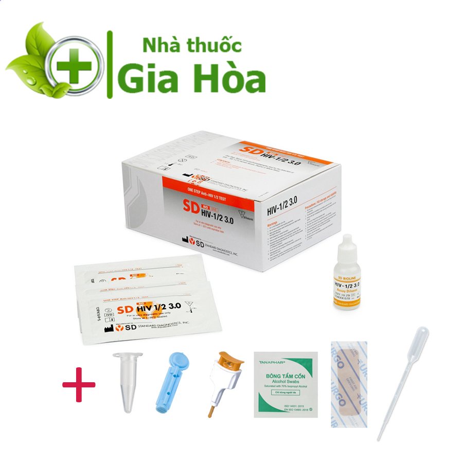 Bộ dụng cụ test / kit thử SD HIV 1/2 3.0 - Xét nghiệm phát hiện HIV tại nhà chính xác, độ nhạy cao  (HÀN QUỐC)