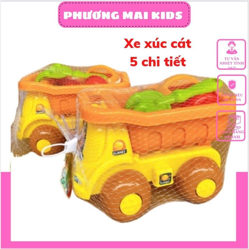 Đồ chơi xe xúc cát đi biển, xe tải kèm 5 chi tiết cho bé - ảnh thật tự chụp