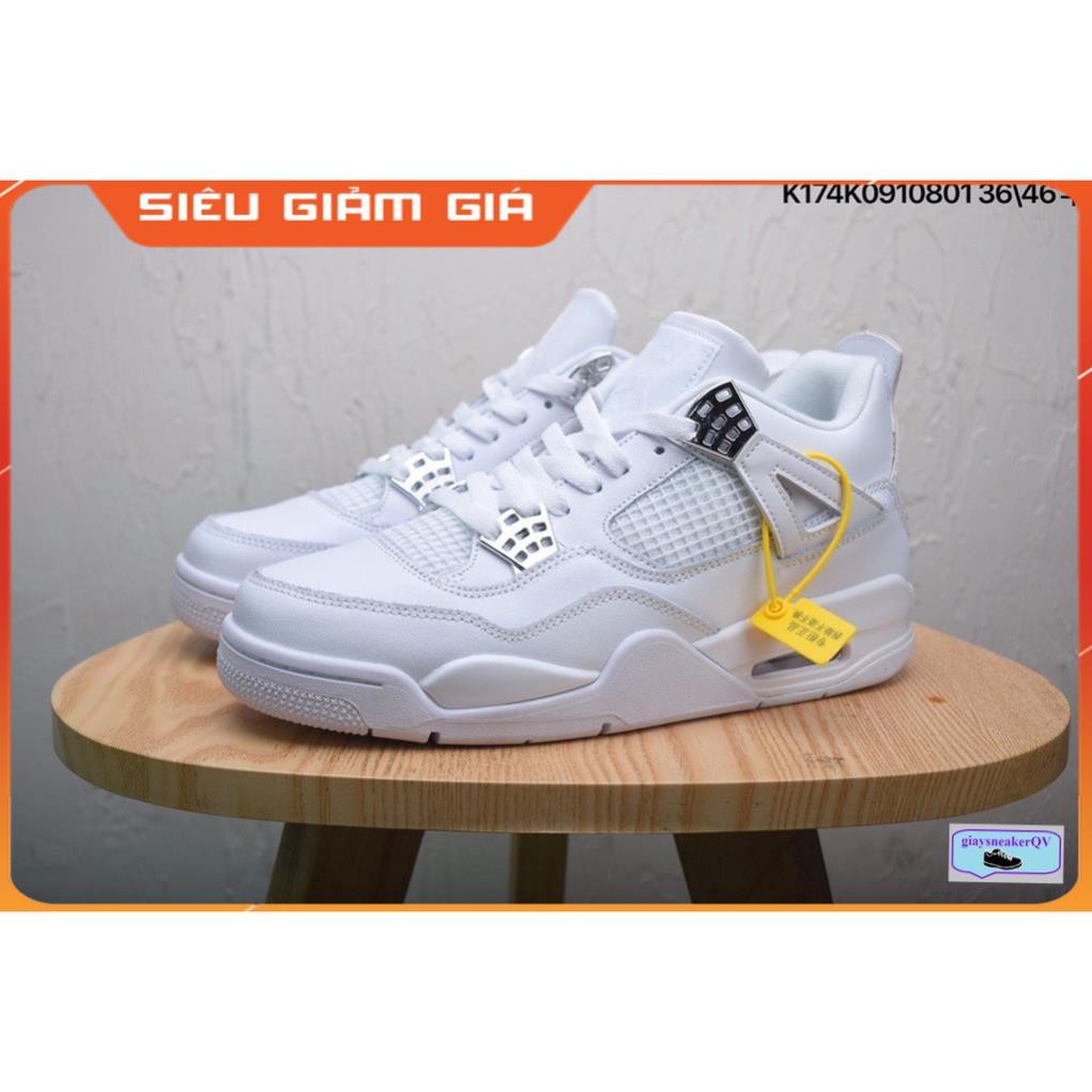 (FREESHIP+HỘP) Video Giày thể thao AIR JORDAN 4 Retro Pure money full trắng siêu đẹp cho nam và nữ siêu đẹp