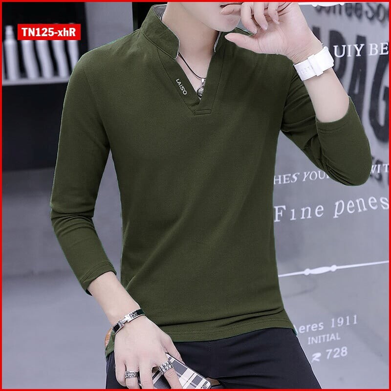 Áo thun nam tay dài TN125 cổ kiểu LAISO nhiều màu sắc sợi tre tổng hợp đẹp | BigBuy360 - bigbuy360.vn
