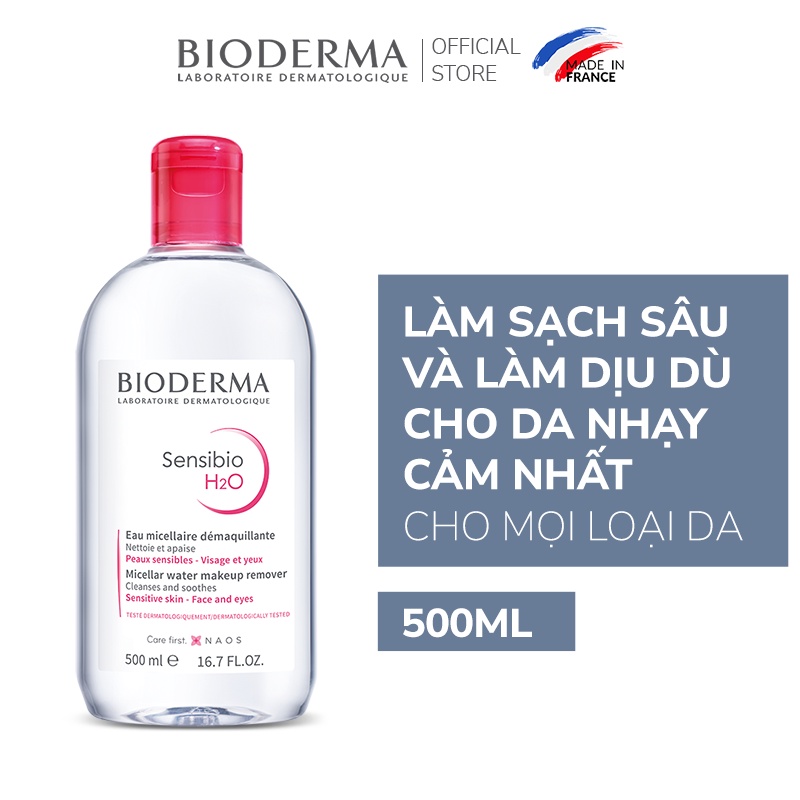 Dung dịch làm sạch và tẩy trang công nghệ Micellar Bioderma Sensibio H2O 500ml