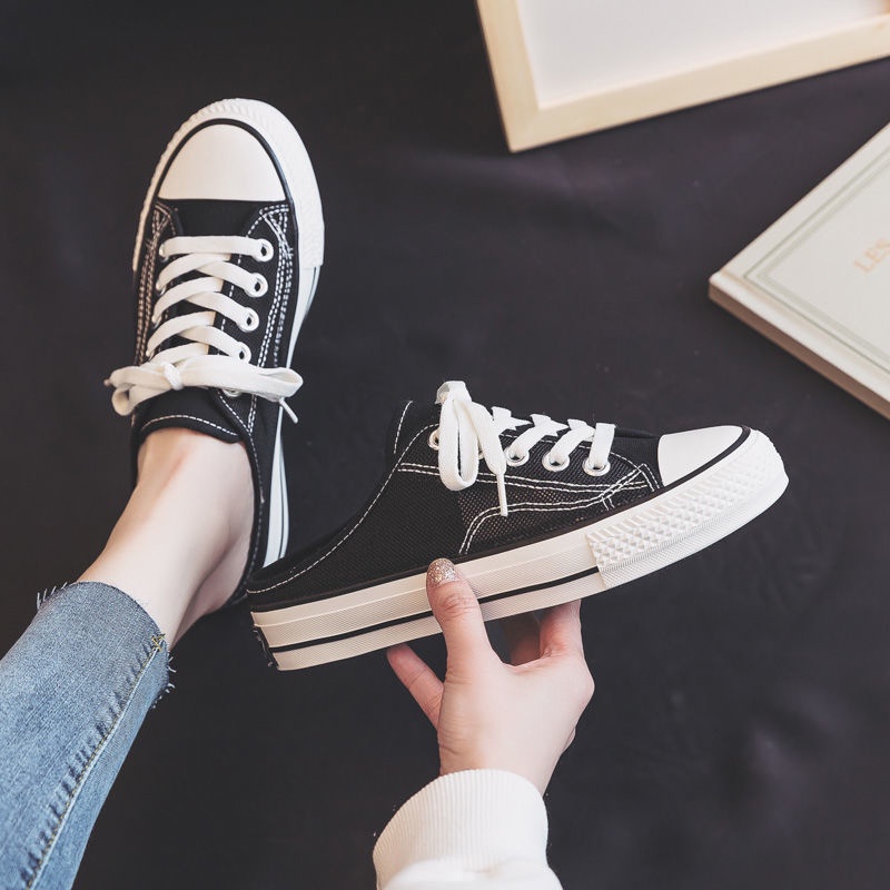 Giày Vải Canvas Phối Lưới Rỗng Thoáng Khí Thời Trang Mùa Hè 2022 Cho Nữ