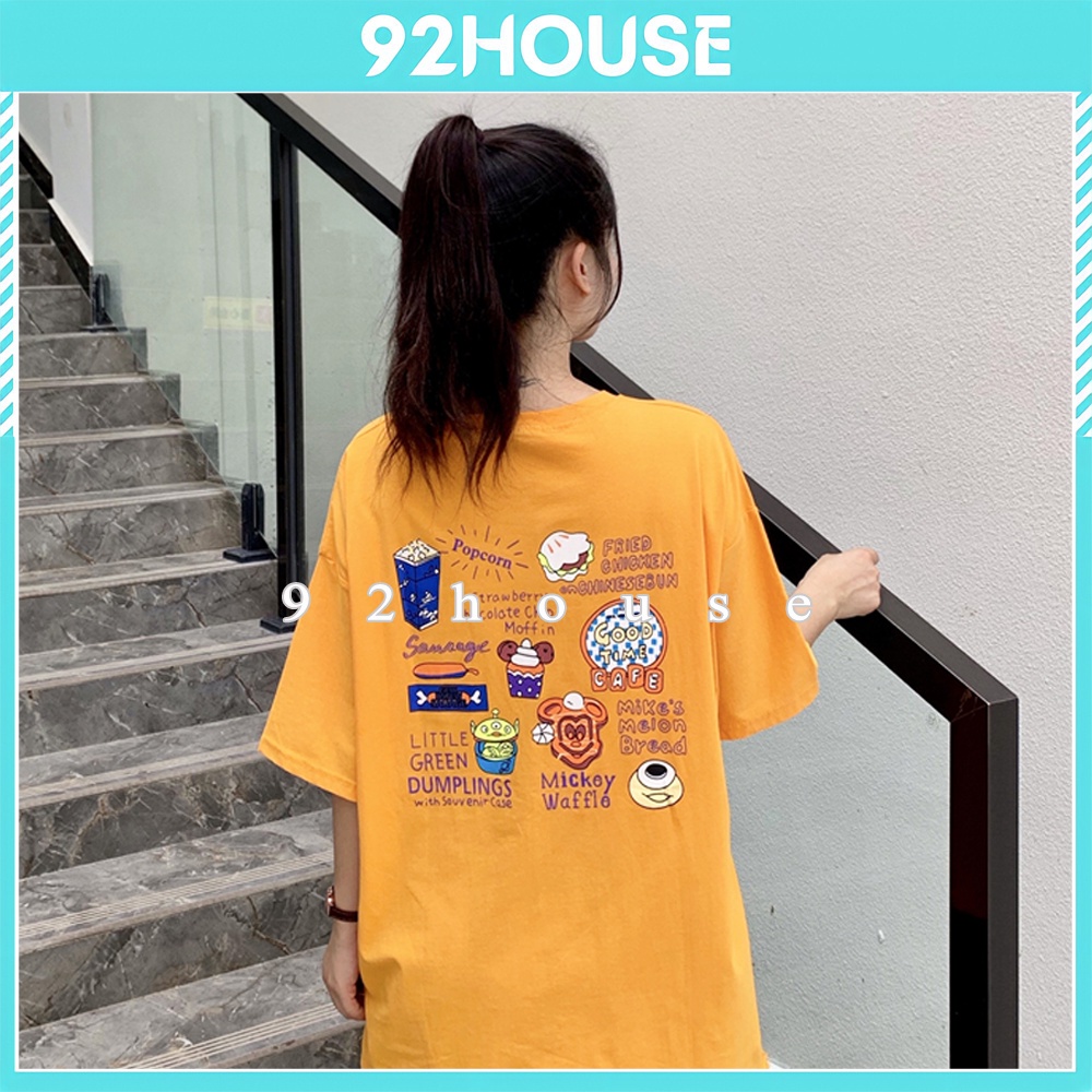 Áo phông rộng in hình bánh ngọt / Áo thun unisex tay lỡ freesize 60Kg 92HOUSE