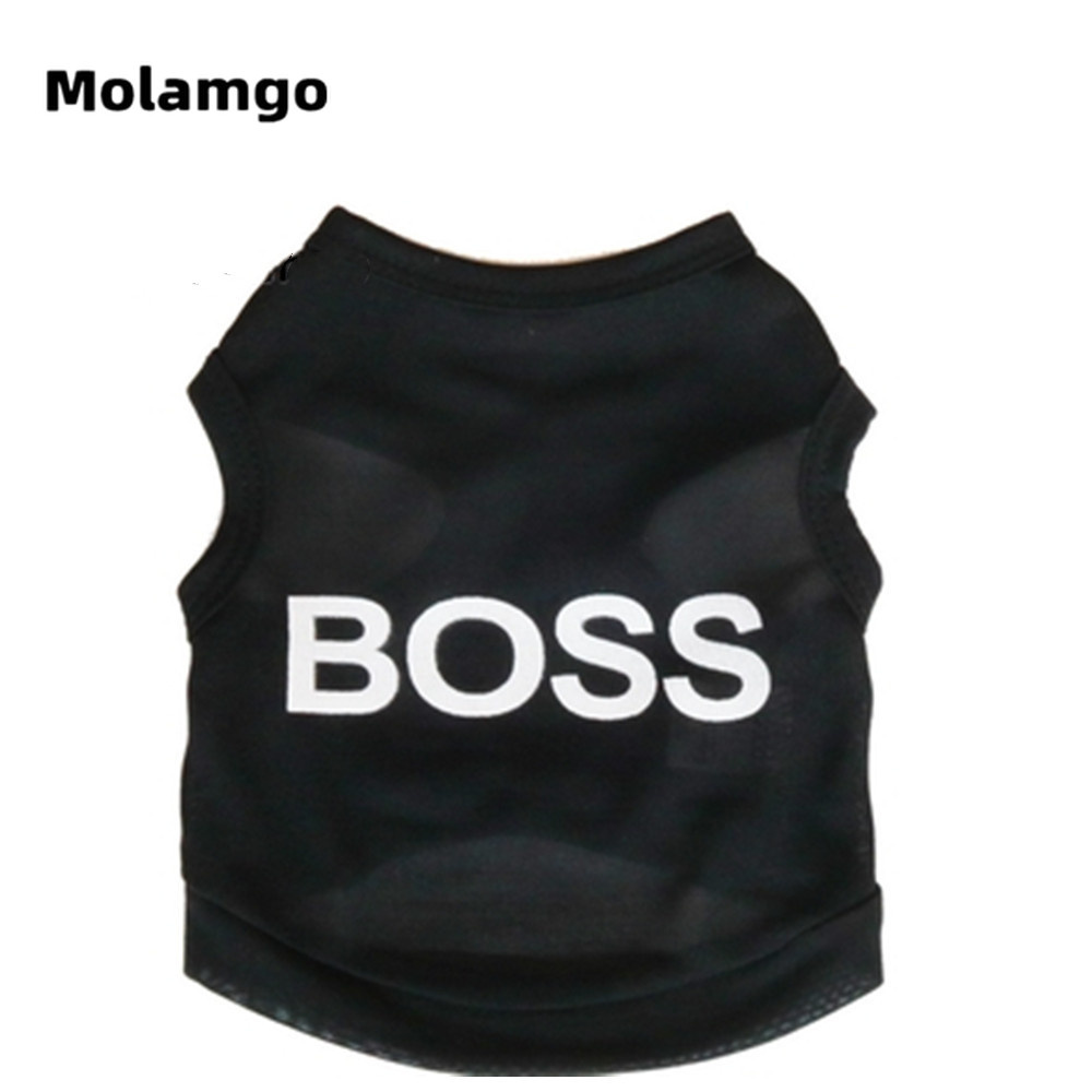 Áo không tay vải polyester chữ boss thời trang mùa hè cho thú cưng/chó nhỏ