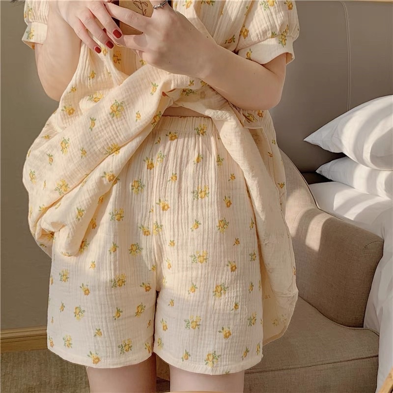 [Order] Bộ đồ ngủ hoa nhí Ulzzang Hàn Quốc chất xô muslin mặc siêu thích | BigBuy360 - bigbuy360.vn
