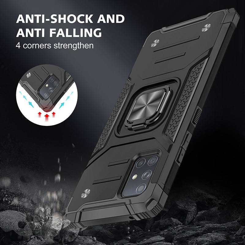 Ốp Điện Thoại Kiểu Giáp Kèm Giá Đỡ Nhẫn Từ Tính Sang Trọng Cho iPhone 13 12 PRO MAX 13 Mini