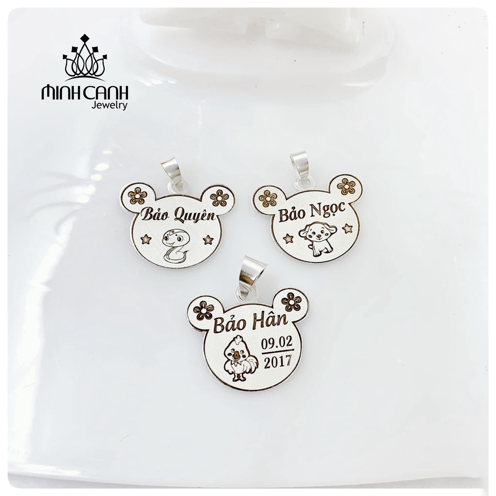 Mặt Dây Chuyền Bạc Khắc Tên Cho Bé - Minh Canh Jewelry