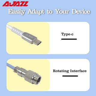 AJAZZ Mechanical Keyboard Coiled Cable Wire Type C Custom Usb Port Cable Aviator Coiling Cable for Gaming Keyboard Accessories