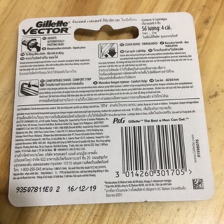 Vỉ 4 lưỡi dao cạo râu Gillette Vector (lưỡi kép)