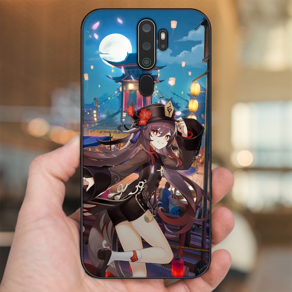 Ốp lưng Oppo A5 2020, A9 2020 viền đen in hình Hutao Genshin Impact