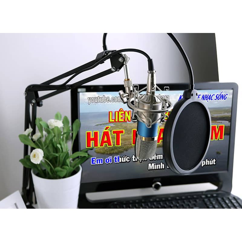 Combo Bộ mic thu âm K10 livestream, hát karaoke thu âm cực chuẩn, có đế kẹp bàn.