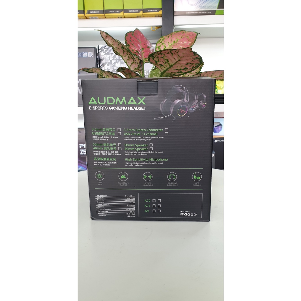 Tai nghe headphone AUDMAX A72 chuyên game 7.1 USB led RGB mới