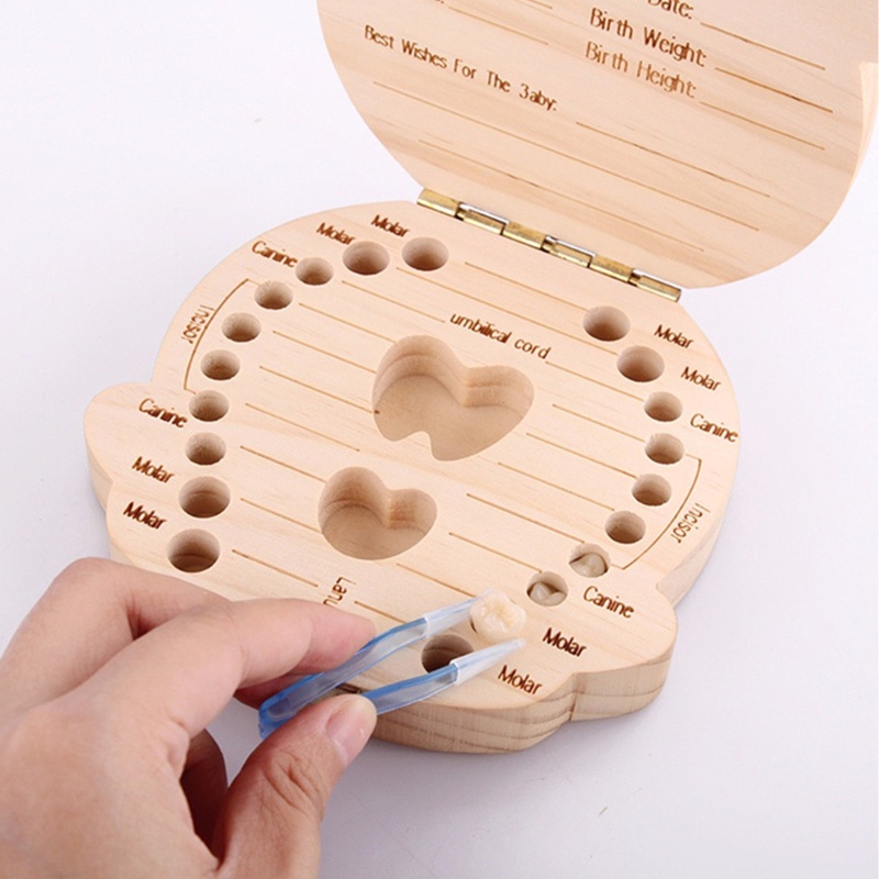 Hộp Đựng Răng Sữa Em Bé In Chữ Tiếng Anh Độc Đáo Giá Đỡ