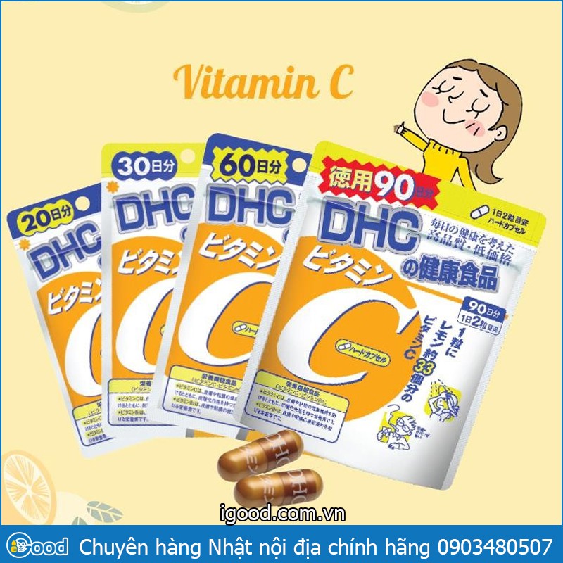 Viên uống vitamin C DHC Hard Capsule Nhật Bản 90 ngày