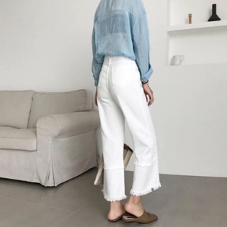 Quần jeans trắng nữ ống rộng