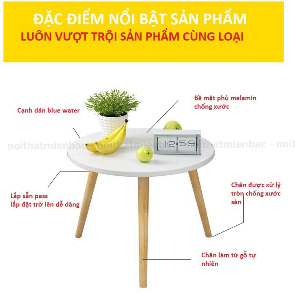 Bàn trà tròn chân gỗ tự nhiên phong cách vintage, có thể làm bàn trà bệt hoặc bàn sofa (full phụ kiện đi kèm )