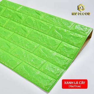 Miếng xốp dán tường 3D giả gạch 70 x 77cm (Màu Xanh Lá Cây) - Hàng nhập khẩu cao cấp